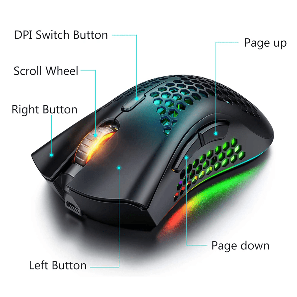 Wireless Mouse Gaming Rechargeable Optical Mouse Cordless 7
